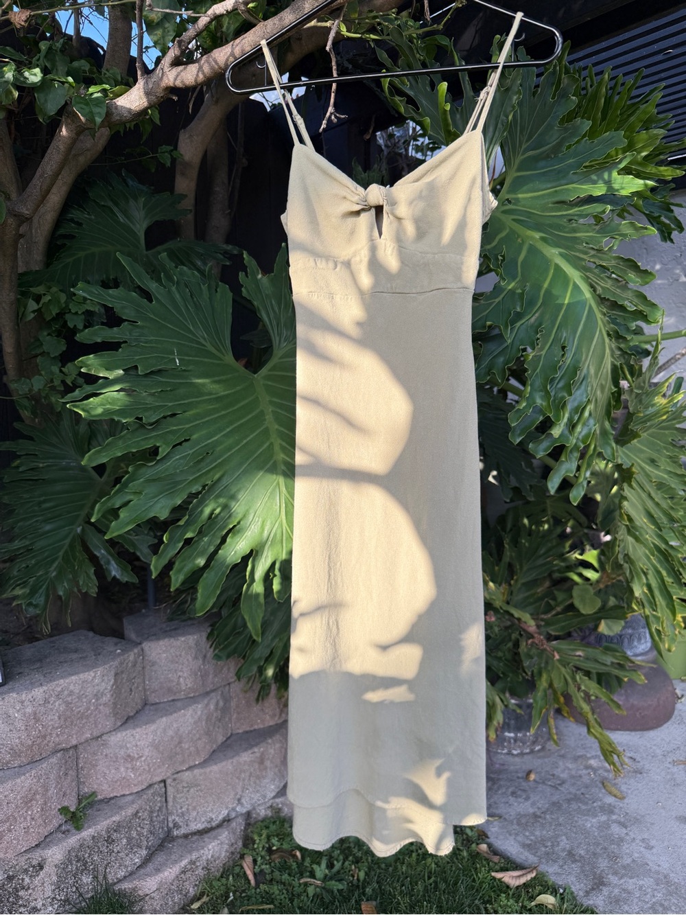 Abercrombie & Fitch Tan/Sage Knot-Front Dress